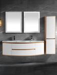 150cm Double Glass basin Wall Hung Bathroom cabinet set,with overflow hole