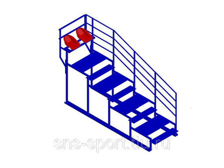 Подъём 5-ярусный/лестничный проход + (2 доп. места) с пластиковыми сиденьями и перилами