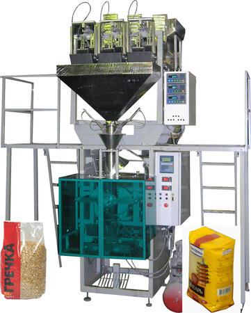 Вертикальный упаковочный автомат фасовки сыпучих в пакет весовой дозатор  АУФ-B1-3