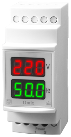 Индикатор напряжения и частоты однофазный на DIN-рейку Omix D2-VF2-1