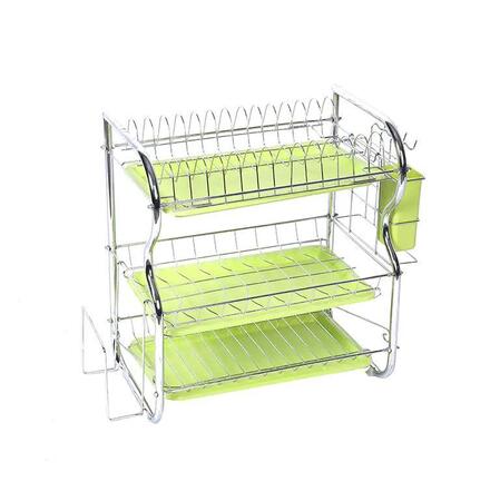 New 3 tiers b shape design dish holder kitchen dish rack dish drying rack with 3 plastic trays
