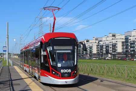 В Санкт-Петербург в 2019 году поставлен 21 новый трамвай модели 71-931М «Витязь-М»