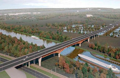 На канале имени Москвы начали сооружение мостовой арки