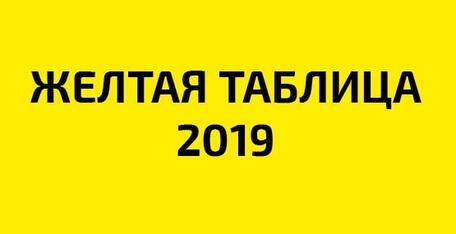 Желтая таблица 2019