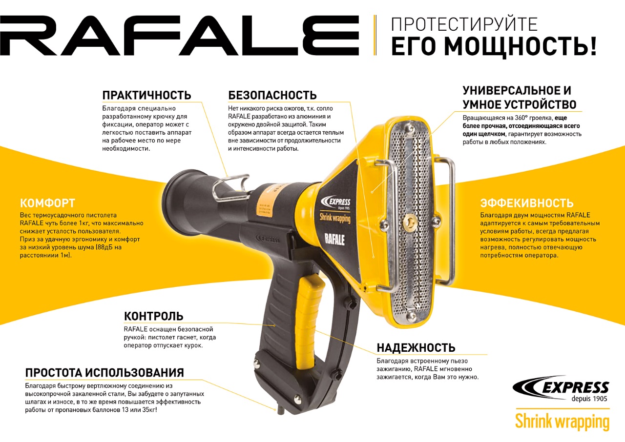 Алджипак: решение задач транспортной и сезонной упаковки продукции с помощью газовых термоусадочных пистолетов RAFALE.