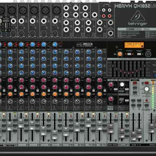 Микшерные пульты Behringer QX1832USB - микшер, 18 каналов, USB/аудио интерфейс, мик предусил и компр, 9 EQ, Multi FX