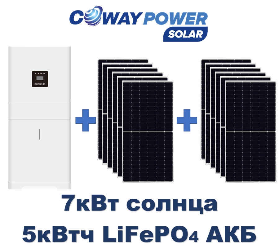 Однофазная гибридная электростанция Coway PowerSolar 5/5/7 (5кВт мощность, 5кВт×ч АКБ, 7кВт солнца)