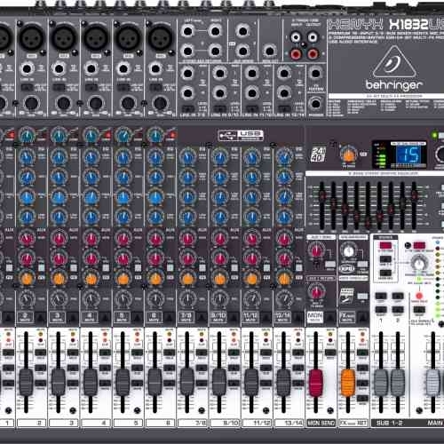 Микшерные пульты Behringer X1832USB -микшер,6 монов,4 стерео,3 AUX-шины,процес эффектов, 3D процессор,эквалайзер,USB