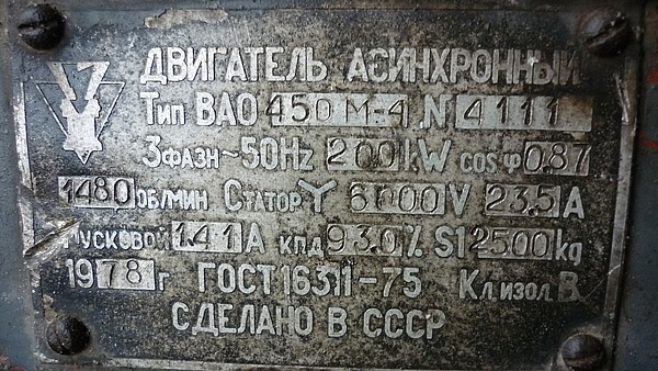 Электродвигатель ВАО 200 кВт
