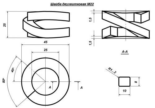 Шайба двухвитковая М22