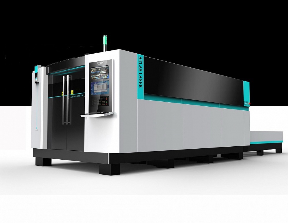 Оптоволоконный станок лазерной резки серии F1530 - 1000Вт с источником Raycus со сменным столом и защитной кабиной Оптоволоконный станок лазерной резки серии F1530 - 1000Вт с источником Raycus со сменным столом и защитной кабиной