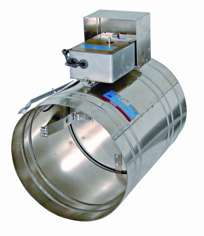 Клапан противопожарный огнезадерживающий круглого сечения КЛОП-1 Клапан противопожарный огнезадерживающий круглого сечения КЛОП-1