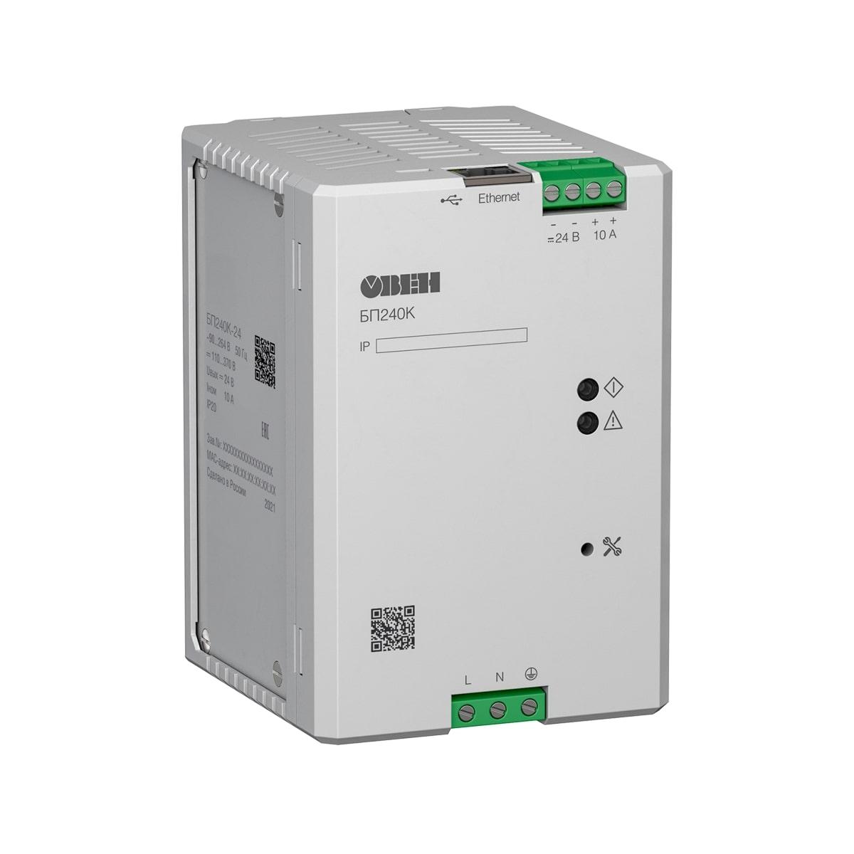В продаже блок питания для ПЛК и ответственных применений с интерфейсом Ethernet ОВЕН БП240К В продаже блок питания для ПЛК и ответственных применений с интерфейсом Ethernet ОВЕН БП240К